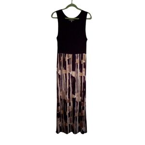 Lisa Rinna Collection Black Stretch Abstract Print Sleeveless Maxi Dress MP